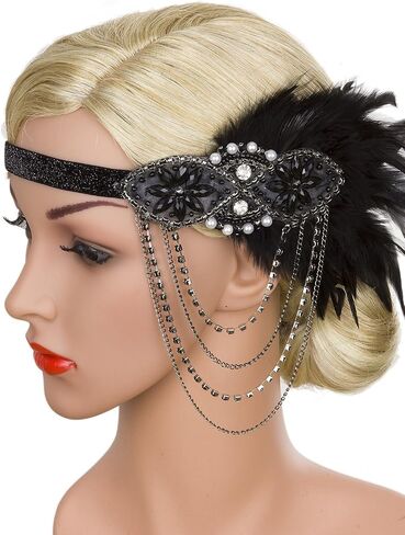 Vijiv Gold Inspired 1920s Flapper Headband Accessories Gatsby Style 20s Headpiece in Saudi Arabia