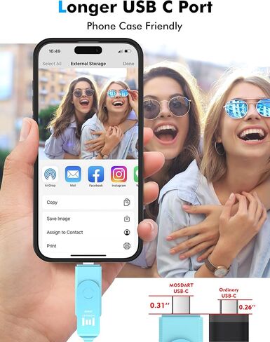 محرك فلاش MOSDART 1 تيرابايت سريع USB C مزدوج مع سلسلة مفاتيح - 2 في 1 OTG USB 3.1 Type-C Thumb Drive Memory Stick لهواتف USB-C Android وiPhone 15 وMacBook وiPad وأجهزة الكمبيوتر والمزيد، أصفر in Saudi Arabia