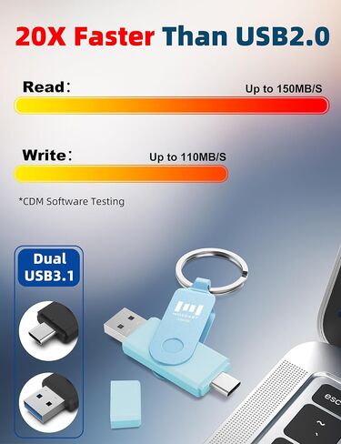 محرك فلاش MOSDART 1 تيرابايت سريع USB C مزدوج مع سلسلة مفاتيح - 2 في 1 OTG USB 3.1 Type-C Thumb Drive Memory Stick لهواتف USB-C Android وiPhone 15 وMacBook وiPad وأجهزة الكمبيوتر والمزيد، أصفر in Saudi Arabia
