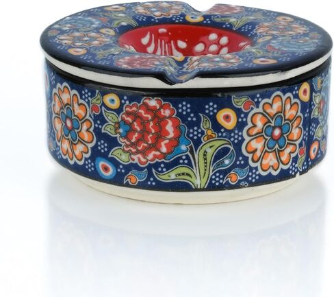 Decorative Ceramic Jar-Colorful Decorative Jar with Lid-Handmade Small Decorative Jar-Windproof Unique Jars-Turkish Home Decor (Moss Green) in Saudi Arabia