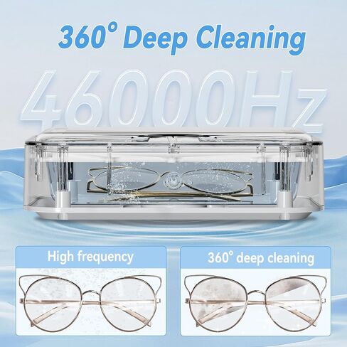 Ultrasonic Jewelry Cleaner, Electric Glasses Cleaner Machine for Watches, Sliver Ring, Earring, Chain, Makeup Brush, Denture Retainer, Mouth Guard, Invisalign, Braces, Kunphy 46KHz 600ml Cleaner in Saudi Arabia