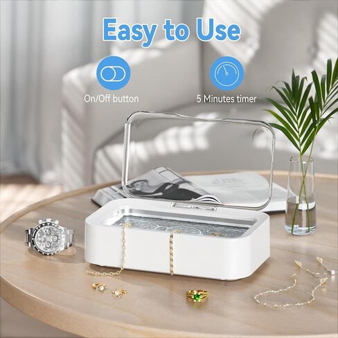 Ultrasonic Jewelry Cleaner, Electric Glasses Cleaner Machine for Watches, Sliver Ring, Earring, Chain, Makeup Brush, Denture Retainer, Mouth Guard, Invisalign, Braces, Kunphy 46KHz 600ml Cleaner in Saudi Arabia