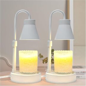 2 Pack Pink-Color Candle Warmer Lamp, Adjustable Height, Stepless Dimming Function Lamp Candle Warmer, Electric Wax Melt Warmer for Jar Candles, No Flame Scented Candle lamp with 2 Bulbs