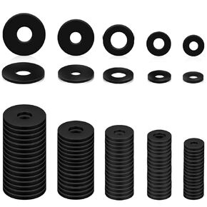 100pcs Flat Rubber Washers,16/18/20/25/30mm Rubber Flat Washer Heavy Duty Rubber Washers for Bolts,Black Rubber Grommet Vibration Damping Pads for Household Appliances Faucets Screws Bolts