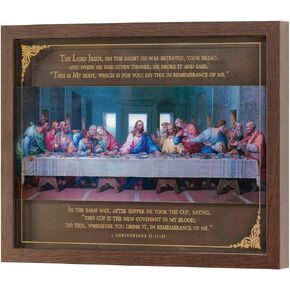 Dicksons The Last Supper In Remembrance Of Me Brown 15 x 12 MDF And Glass Framed Shadowbox Wall Art With Hanger