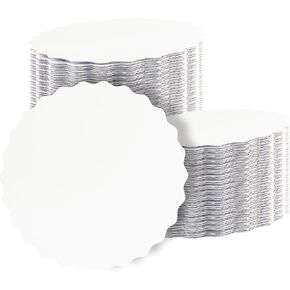qiqee 12 Inch White Wave Cake Boards Round 50-Packs Circles Rounds Base Food-Grade Cardboard Wave Cake Plate（Thinner But Stronger）