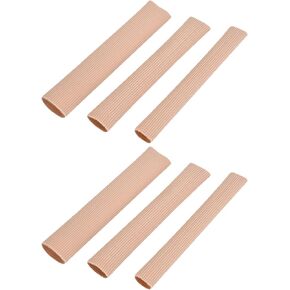 6 Pack Cuttable Toe Tubes with Gel Cushion, 3 Size Toe Sleeves Toe Protectors for Hammer Toes, Soft Fabric Toe Caps Guards for Feet, Corn Wrap Toe Cushions Separator Tubing for Woman, Man