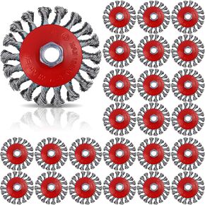 Tandefio 24 Pcs Wire Wheel Brush 4 Inch Wire Wheels with 5/8"-11 Threaded Arbor for 4 1/2 Angle Grinder Knotted Wire Cup Brush for Heavy Cleaning Rust Removal
