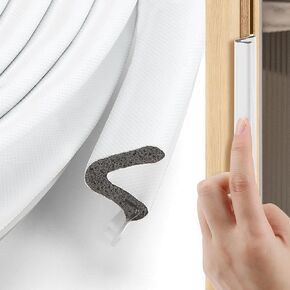 40 Feet Extra Thick Door Weather Stripping, FlyCoco Black Replacement Weather Stripping Door Seal, Soundproof Door Seals for Exterior Doors Easy Install Frame V Shaped Block Cold Air Light
