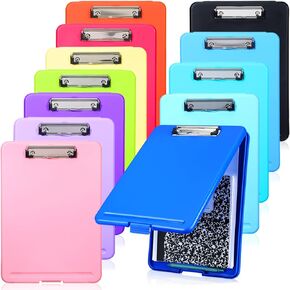 Ireer 12 Pcs Plastic Clipboard with Storage Heavy Duty Portable Writing Boards for 150 Sheet A4 Paper with Pen Holder Large Capacity Clipboards for Nurse Teacher Student Classroom Office(Blue)