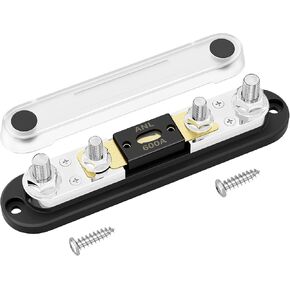DaierTek ANL Fuse Holder with 600 Amp ANL Fuse M10 Stud Terminals Max 750A Marine ANL Fuse Block with Gold Plated 600A ANL Fuse for Automotive Car Truck Boat