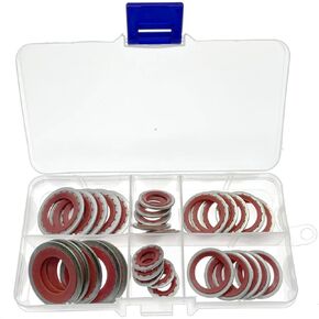 30PCS Air Conditioning Compressor Port Seal Washer Kit, 6 Sizes A/C Gasket Assortment, Original Equipment AC Compressor Seals, Automotive Self-Centered Bonded Seal Gasket Assortment in Kuwait