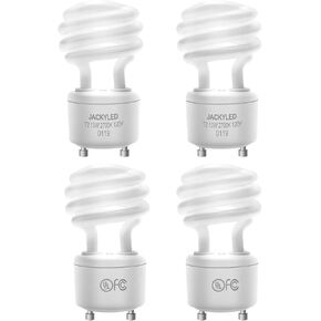 JACKYLED UL-listed 13w Gu24 CFL Light Bulbs 2700k T2 Spiral Gu24 Base 2-Prong Light Bulb Warm White Gu24 Fluorescent Light Bulbs Indoor Use (4-pack)