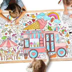 World Map Giant Coloring Poster - 31.5X 72 Inches - Versatile Classroom Wall Décor & Birthday Activity - Perfect as World Map Poster or Table Cover for School Parties and Special Events