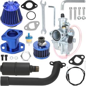 YOXUFA 212cc Carburetor VM22 Carb Exhaust Pipe Muffler Stage 2 Kit for Predator 196cc 200cc 6.5hp Engine Coleman CT200U BT200X Baja Warrior MB200 GX160 GX200 Mini Bike Go Kart High Performance Parts