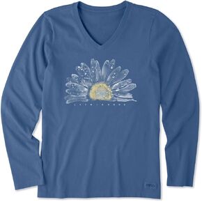 Life is Good Women's Crusher T, Long Sleeve Cotton Graphic Tee Shirt, Watercolor Daisy