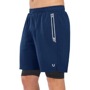 NORTHYARD Men's Mesh 2 in 1 Workout Running Shorts 7" Athletic Gym Shorts with Liner and Phone Pockets