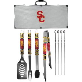 NCAA Siskiyou Sports Fan Shop USC Trojans Steel Tailgater BBQ Set w/Case 8 piece Gray