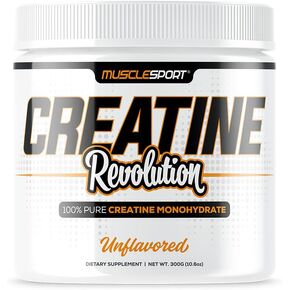 Musclesport Creatine Monohydrate Powder - Micronized Creatine Monohydrate - Energy, Strength & Endurance - 300g, Unflavored