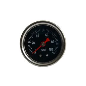 Fuel Pressure Gauge 0-100 Psi, 1.9" Black Dial, 1/8 NPT Back Mount, Stainless Steel Case, Glycerin Filled Gauges for Water Oil Air Pressure Test