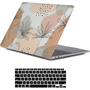 LanBaiLan Laptop Plastic Hard Shell Protective Case, Compatible for New MacBook Air 13 inch 2020 2019 2018 Release A2337 M1 A2179 A1932 Retina Display with Touch ID & Keyboard Cover, Paint Flower