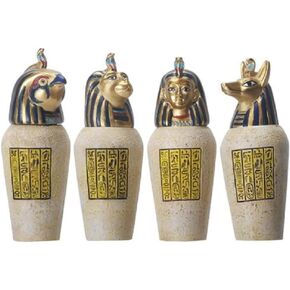 SUMMIT COLLECTION Egyptian Canopic Jar Set of 4 Pieces 3.5H Jackal Falcom Human Lion