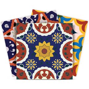 Mi Alma Backsplash Tile Stickers 24 PC Set Traditional Talavera Tiles Stickers Bathroom & Kitchen Tile Decals Easy to Apply Just Peel and Stick Home Decor 6x6 Inch (Kitchen Tiles Stickers D1)