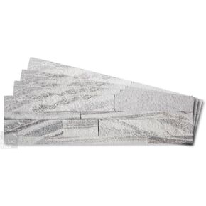 Tic Tac Tiles 4-Sheets Peel and Stick Self Adhesive Removable Stick On Kitchen Backsplash Bathroom 3D Stone Tiles (Silver Pearl)