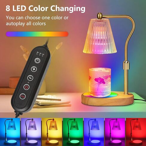 Candle Warmer Lamp with 8 LED Colors Changing,Candle Warmer with Timer Dimmer, Electric Candle Lamp with Adjustable Height Home Decor for Secented Jar Candles in Kuwait