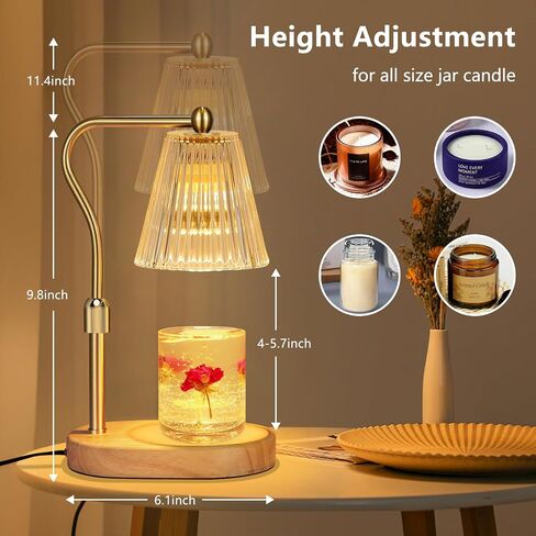 Candle Warmer Lamp with 8 LED Colors Changing,Candle Warmer with Timer Dimmer, Electric Candle Lamp with Adjustable Height Home Decor for Secented Jar Candles in Kuwait