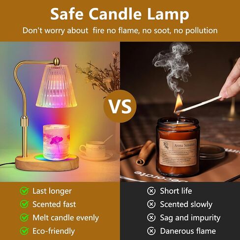 Candle Warmer Lamp with 8 LED Colors Changing,Candle Warmer with Timer Dimmer, Electric Candle Lamp with Adjustable Height Home Decor for Secented Jar Candles in Kuwait