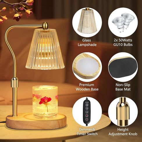 Candle Warmer Lamp with 8 LED Colors Changing,Candle Warmer with Timer Dimmer, Electric Candle Lamp with Adjustable Height Home Decor for Secented Jar Candles in Kuwait