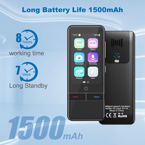 Language Translator Device, Portable Two-Way Instant Translator, High Accuracy Real-Time Translator with 139 Languages Offline Online Voice Photo Translation for Travel, Business and Learning in Saudi Arabia