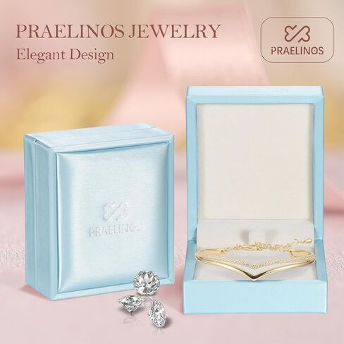 Praelinos Minimalistic Bracelets for Women White/Rose Gold Plated Charm Silver Tone Bracelet 5A Cubic Zirconia Jewelry Christmas Birthday Valentine Mother's Day Gifts for Mom Women Girlfriend Wife Her in Kuwait