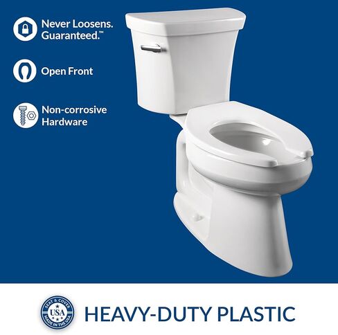 CHURCH 295SSCT 047 مقعد المرحاض التجاري المفتوح الأمامي بدون غطاء لن يخفف أبدًا ويقلل من معاودة الاتصال، ممدود، بلاستيك، أسود in Kuwait