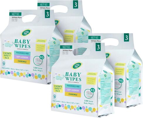 Little Me Baby Wipes Fragrance Free – Gentle Formula, Sensitive Skin, Hypoallergenic, Paraben-Free, Alcohol-Free and 3X Cleaning Power – 720 Count in Saudi Arabia