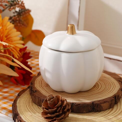 Fall Decor-Fall Candle with Ceramic Pumpkin Jar-Pumpkin Spice Candles for Home, Autumn Pumpkin Candle Decor- Halloween Thanksgiving Gift Natural Soy Wax Candles (Orange) in Saudi Arabia