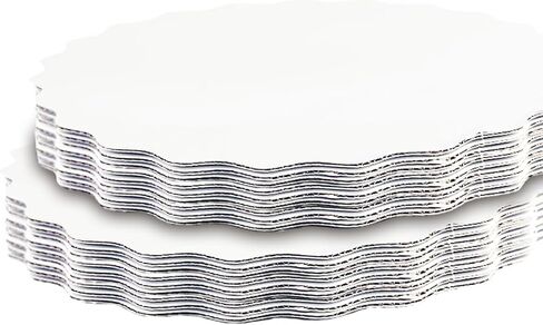 qiqee 12 Inch White Wave Cake Boards Round 50-Packs Circles Rounds Base Food-Grade Cardboard Wave Cake Plate（Thinner But Stronger） in Saudi Arabia