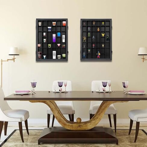 Shot Glass Display Case, 34 Shot Glass Holder Display Case for Wall, Shot Glass Rack Organizer Display Cabinet Lockable with 98% UV Protection Acrylic Door and Removable Shelf, Walnut in Kuwait