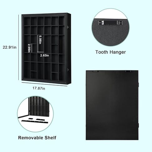 Shot Glass Display Case, 34 Shot Glass Holder Display Case for Wall, Shot Glass Rack Organizer Display Cabinet Lockable with 98% UV Protection Acrylic Door and Removable Shelf, Walnut in Kuwait