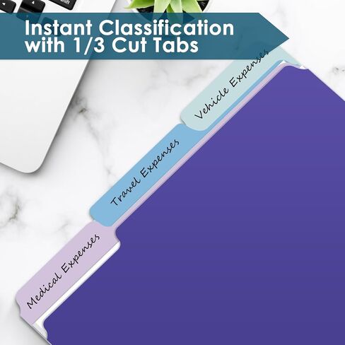 120 حزمة من مجلدات الملفات من Jyusmile - حجم الحروف لمجلدات الملفات الملونة، مجلد ملفات تبويب 1/3 قطع للمستندات، مجلد لخزانة الملفات، مجلد اللوازم المكتبية مع 10 ألوان متنوعة ذات درجتين in Kuwait