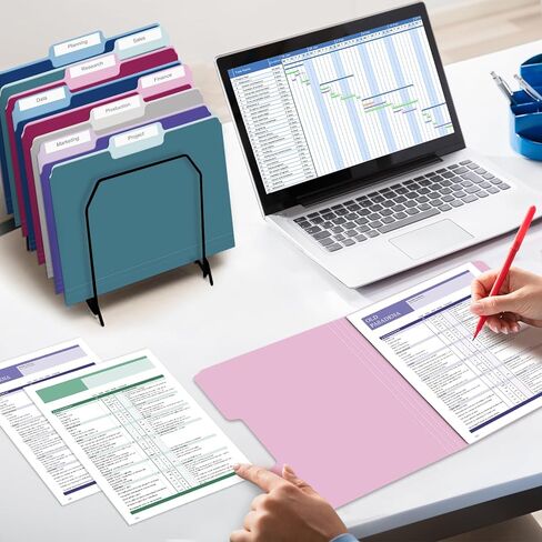 120 حزمة من مجلدات الملفات من Jyusmile - حجم الحروف لمجلدات الملفات الملونة، مجلد ملفات تبويب 1/3 قطع للمستندات، مجلد لخزانة الملفات، مجلد اللوازم المكتبية مع 10 ألوان متنوعة ذات درجتين in Kuwait