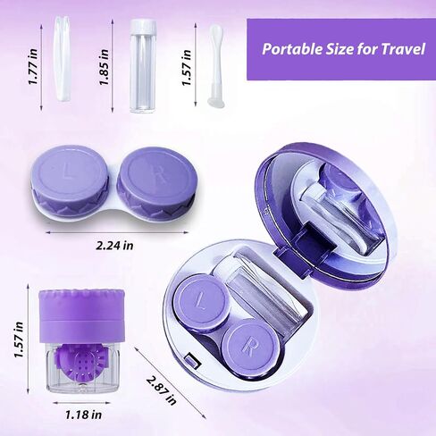 Contact Lens Case with Cleaner Washer,Contact Case with Mirror Tweezers Remover Tool Solution Bottle for Travel (Purple) in Saudi Arabia