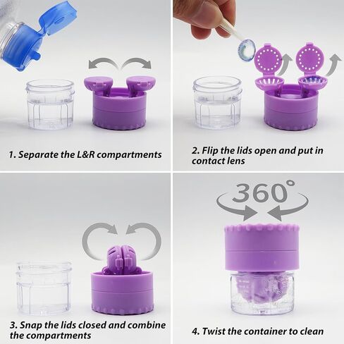 Contact Lens Case with Cleaner Washer,Contact Case with Mirror Tweezers Remover Tool Solution Bottle for Travel (Purple) in Saudi Arabia