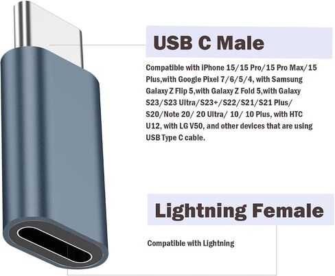 Fidioto for Lightning Female to USB C Male Adapter, for Lighting to USB C Adapter Charging for iPhone 15/15 Pro/15 Pro Max/15 Plus,iPad Air, Samsung, Support Data Transfer and Charging(2Pack) in Saudi Arabia