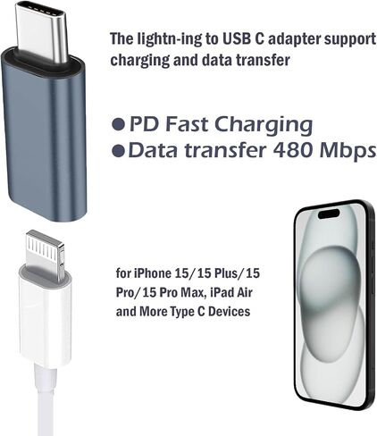 Fidioto for Lightning Female to USB C Male Adapter, for Lighting to USB C Adapter Charging for iPhone 15/15 Pro/15 Pro Max/15 Plus,iPad Air, Samsung, Support Data Transfer and Charging(2Pack) in Saudi Arabia