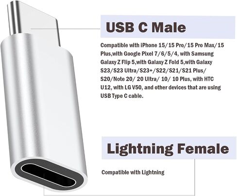 Fidioto for Lightning Female to USB C Male Adapter, for Lighting to USB C Adapter Charging for iPhone 15/15 Pro/15 Pro Max/15 Plus,iPad Air, Samsung, Support Data Transfer and Charging(2Pack) in Saudi Arabia