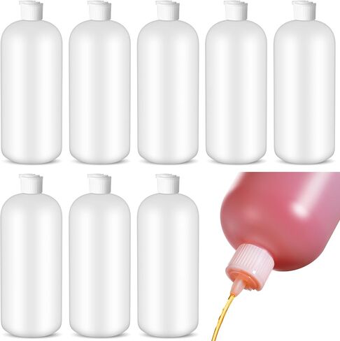 Tioncy 8 Pcs Flip Top Plastic Squeeze Bottles 32 oz Squeeze Bottle with Dispensers Caps Shampoo Bottles Plastic Bottles for Liquids Suit for Shampoo, Body Wash, Sauce and More, Natural White in Saudi Arabia
