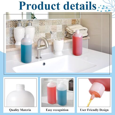 Tioncy 8 Pcs Flip Top Plastic Squeeze Bottles 32 oz Squeeze Bottle with Dispensers Caps Shampoo Bottles Plastic Bottles for Liquids Suit for Shampoo, Body Wash, Sauce and More, Natural White in Saudi Arabia