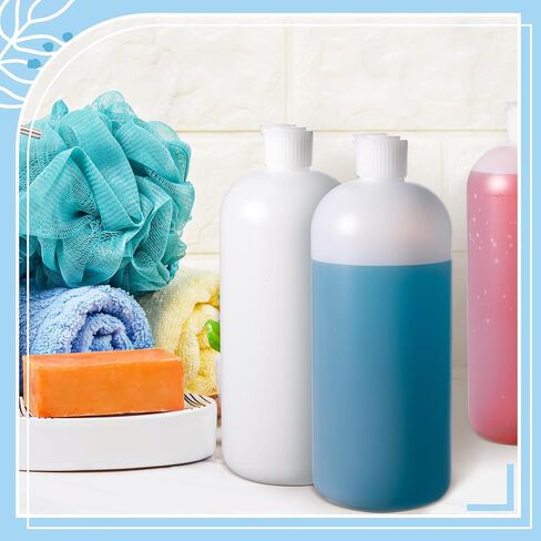 Tioncy 8 Pcs Flip Top Plastic Squeeze Bottles 32 oz Squeeze Bottle with Dispensers Caps Shampoo Bottles Plastic Bottles for Liquids Suit for Shampoo, Body Wash, Sauce and More, Natural White in Saudi Arabia